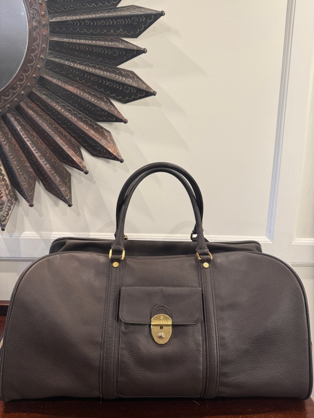 Brooks Brothers Brown Leather Duffle Weekender Bag